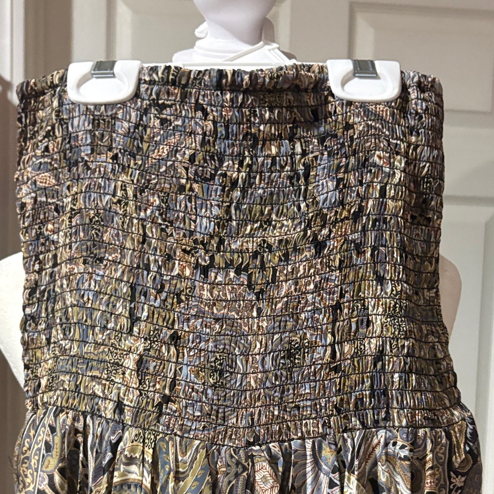 NWT Sz OS Indian Elegant 100% silk Paisley tube top Maxi dress - Picture 2 of 15